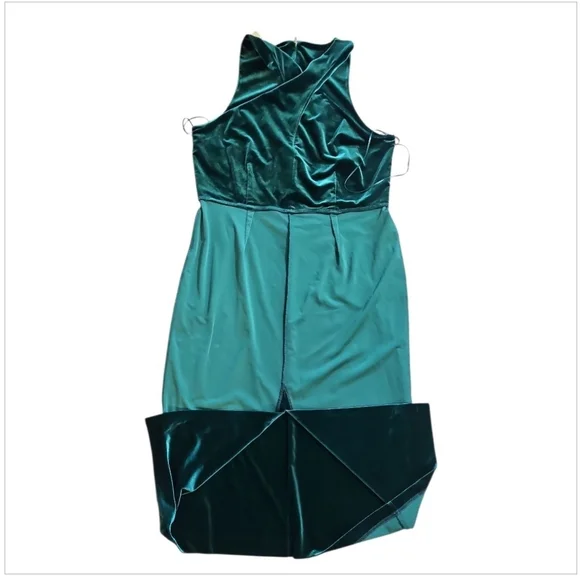 MICHAEL Michael Kors Emerald Green Velvet Twist Neck Midi Dress NWT XL - Picture 11 of 11